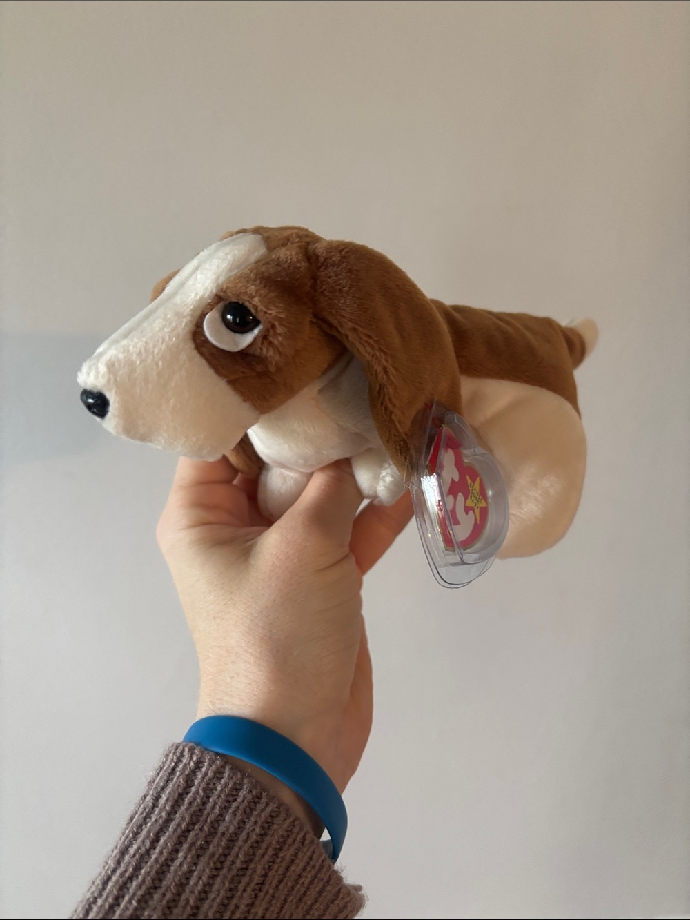Ty Brown & White Basset Hound Beanie Plush
